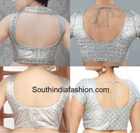 silver_saree_blouse_designs Silver Blouse Designs For Saree, Silver Colour Blouse Design, Silver Embroidery Blouse Designs, Silver Blouse Designs, Stylish Saree Blouse, Silver Saree, Lehanga Saree, Stylish Saree, Netted Blouse Designs