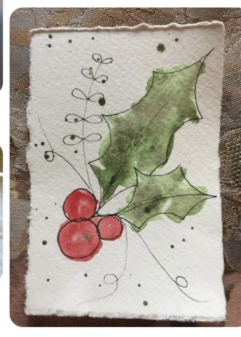 Watercolor Christmas Cards Diy, Christmas Cards Drawing, Painted Christmas Cards, Cute Christmas Cards, Christmas Doodles, Christmas Card Art, Watercolor Christmas Cards, Christmas Card Crafts, Diy Christmas Cards