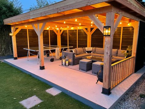 Leanto Pergola, Small Yards Ideas, Lean To Patio, Covered Outdoor Patio Ideas, Gazebo Ideas Backyard, Outdoor Patio Ideas Backyards, Outdoor Covered Patio, Grill Gazebo, Backyard Seating