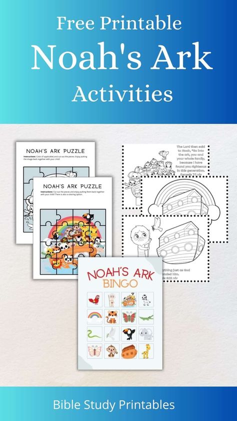 Noah's Ark Activities For Kids, Noah's Ark Activity, Noahs Ark Activities, Noahs Ark Craft, Ark Craft, Study Printables, Bible Study Printables, Noah S Ark, Bible Games