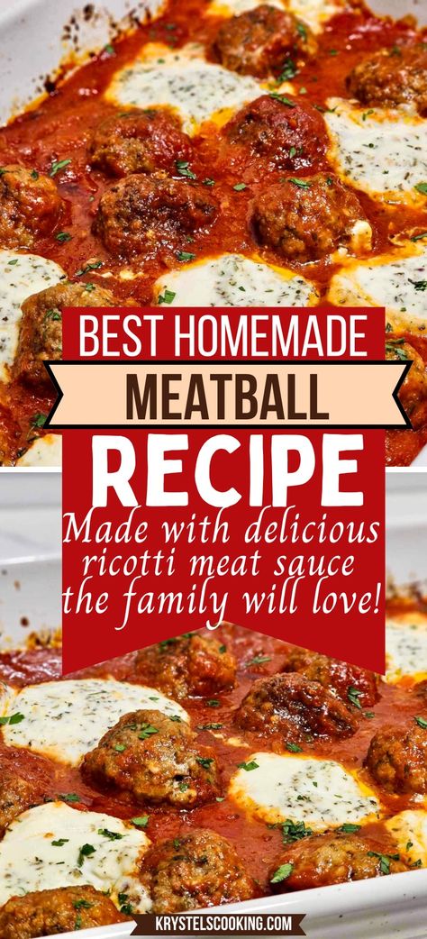 Italian Meatball Bake, Meatball Recipes With Ricotta Cheese, Meatballs And Ricotta, Meatball Ricotta, Meatballs And Ricotta Cheese, Ricotta Cheese Meatball Recipes, Meatballs With Ricotta Cheese, Ricotta Meatballs Ground Beef, Pasta Bake With Ricotta Cheese