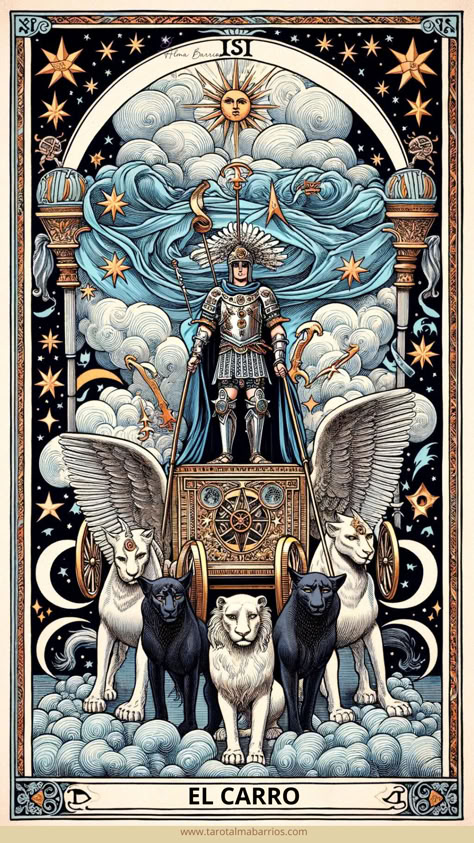 A continuación, exploraremos el significado y el simbolismo de El Carro para entender mejor su influencia en una lectura de Tarot. Astrological Art, The Chariot Tarot, Magic Theme, Tarot Significado, Tarot Cards Art, Tarot Art, Witchy Vibes, Power Couple, Tarot Cards