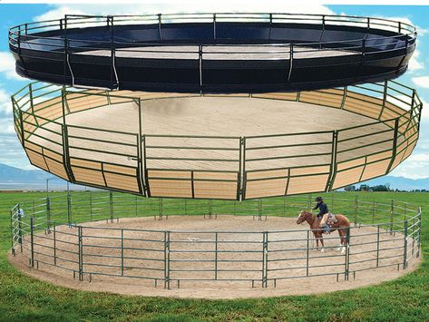 Horse Round Pen Ideas, Round Pens For Horses, Horse Walker, Stable Ideas, Paddock Paradise, Dream Horse Barns, Round Pen, Horse Trainer, Dream Horse