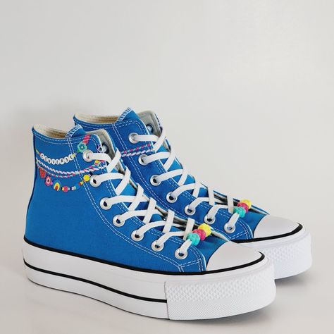 Converse Chuck Taylor All Star Hi High Top Embroidered Bracelet Dial Up Blue / White Canvas Women's Platform Sneakers / Boots A06844c Nwt Brand: Converse Model: Chuck Taylor All Star Lift Hi Style Code: A06844c Color: Dial Up Blue / White Gender: Women's Size Guide: Us Women's 5 / Uk 3 / Eur 35 / Cm 22 Us Women's 5.5 / Uk 3.5 / Eur 36 / Cm 22.5 Us Women's 6 / Uk 4 / Eur 36.5 / Cm 23 Us Women's 6.5 / Uk 4.5 / Eur 37 / Cm 23.5 Us Women's 7 / Uk 5 / Eur 37.5 / Cm 24 Us Women's 7.5 / Uk 5.5 / Eur 38 Funky Converse, Pretty Converse, Upcycle Shoes, Converse Model, Converse Classic, Embroidered Converse, Converse Platform, Women Platform Sneakers, Embroidered Bracelet