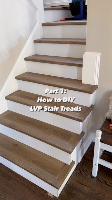 How To Do Stairs With Vinyl Plank, How To Install Vinyl Plank Flooring On Stairs, Redoing Stair Treads, Wood Stairs Non Slip, Stair Tread Bullnose, Plank Stairs, Square Nose Stair Treads, Stair Tread Replacement, Stair Nosing Ideas