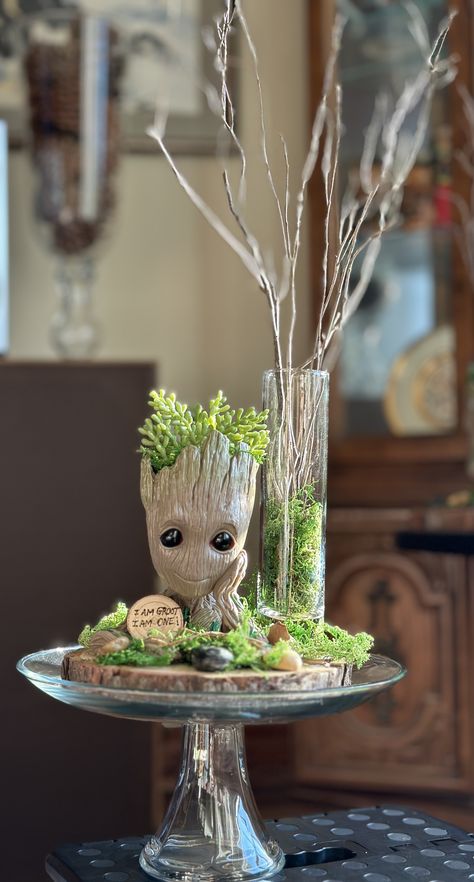 Groot Birthday Party Decorations, Groot Birthday Party Ideas, Backyard Rocks, Groot Party, Groot Birthday, Groot Baby, Wedding Table Themes, Ariel Party, Baby Groot