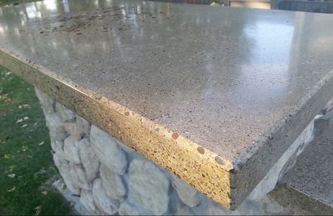 how to polish concrete countertops Outdoor Cement Countertops, Polished Concrete Countertops, Outdoor Concrete Countertops, Polish Concrete, Cement Countertops, Outdoor Countertop, Concrete Outdoor Kitchen, Concrete Bar, Deck Bar