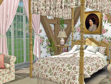 Sims 4 Cottage, Royal Bed, Castle Bedroom, Victorian Bed, Artist Bedroom, Cc Furniture, Sims 4 Bedroom, Victorian Bedroom, Princess Bed