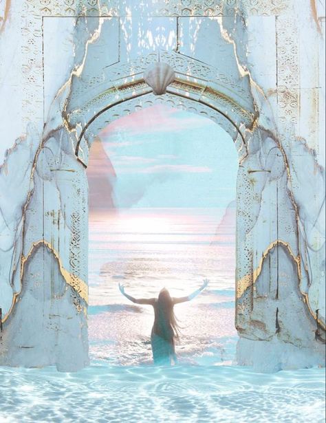 Spiritual Ocean Art, Ocean Dreams Oracle, Danielle Noel Art, Danielle Noel, The Oracle, Fantasy Art Landscapes, Arte Fantasy, Spiritual Art, Divine Feminine