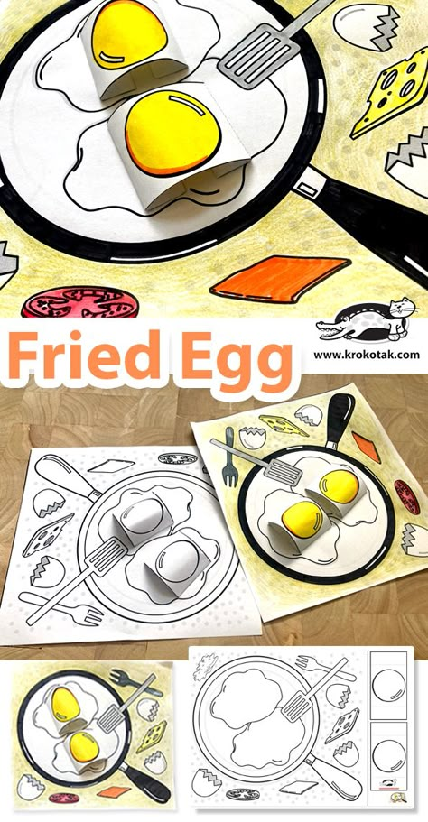 Breakfast Craft Preschool, Food And Drink Activities For Kids, Food Crafts For Kindergarten, Food Theme Crafts For Kids, On Top Of Spaghetti Activities, Chef Activities For Kids, Egg Preschool Activities, Egg Activities Preschool, Food Art For Kids Crafts