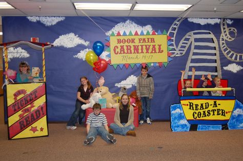 Carnival Book, Carnival Classroom, Reading Fair, Springville Utah, Family Literacy Night, Reading Together, Fair Theme, Scholastic Book Fair, Carnival Decorations