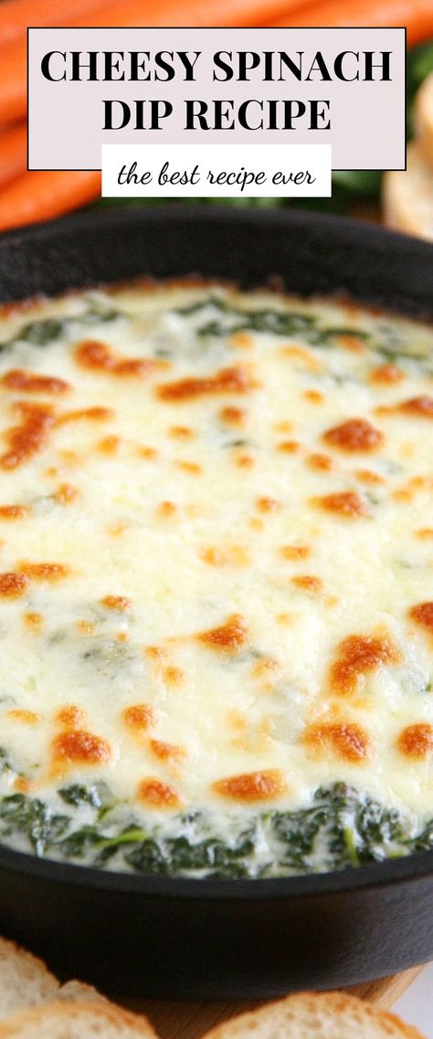 Image for Cheesy Spinach Dip Recipe Spinach Dip Recipe With Fresh Spinach, Fresh Spinach Dip Easy, Home Made Spinach Dip Recipes, Fresh Spinach Dip Recipe, Spinach Dip Hot Easy, Quick Spinach Dip, Cajun Spinach Dip, Spinach Dip Crock Pot Easy, Side Dishes For Big Crowds Parties