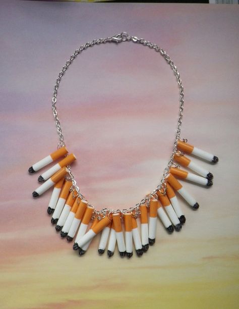 Chain Smoker Cigarette Necklace Funny Necklaces, Weird Necklaces, Weird Necklace, Funny Necklace, Design Nails, Cool Necklaces, Wedding Necklaces, Wedding Necklace, Jewelry Ideas