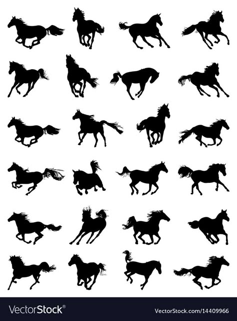 Horses Silhouette, Two Horses Tattoo, Silhouette Horse, Black Horse Tattoo, Horse Images, Galloping Horse, Silhouette Art Ideas, Galloping Horse Tattoo, Simple Horse Silhouette