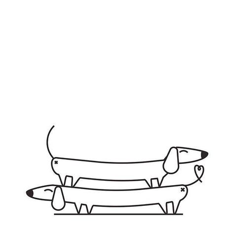 Arte Dachshund, Tatoo Dog, Dachshund Illustration, Dachshund Tattoo, Party Illustration, Illustration Minimal, Illustration Doodle, Dachshund Art, Minimalist Drawing