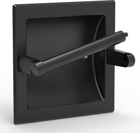 Amazon.com: WZRUA Matte Black Recessed Toilet Paper Holder for Regular Rolls,Contemporary Hotel Style Pivoting Toilet Tissue Holder Wall Mount Made of Metal, in Wall Toilet Paper Holder : Tools & Home Improvement In Wall Toilet Paper Holder, Built In Toilet Paper Holder, Toilet Roll Holder Ideas, In Wall Toilet, Toilet Paper Holder Ideas, Wall Toilet Paper Holder, Cool Toilets, Recessed Toilet Paper Holder, Black Toilet Paper Holder