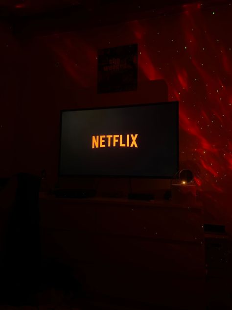 netflix, netflix aesthetic, aesthetic, red light, red lights, led lights, red, red room, tv, living room, room aesthetic, room Netflix Aesthetic, Netflix Tv, Nighty Night, Party Night, Fairy Lights, Photo And Video, Instagram Photo, Instagram