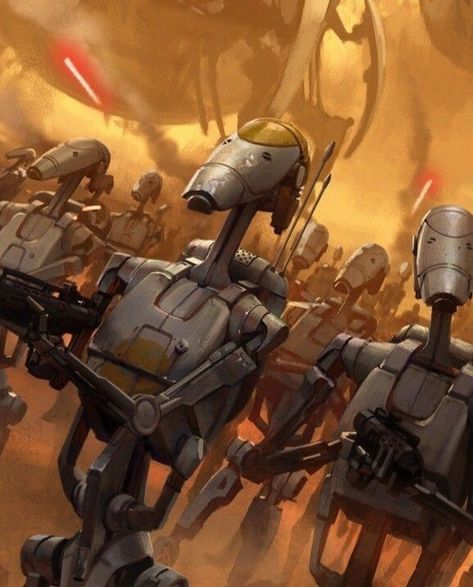 Clone Wars Battle Droids, Clone Wars Battle Art, Droid Army Star Wars, Battle Droid Star Wars, Star Wars Battle Droid Art, Cis Star Wars, Battle Droid Art, Separatist Droids, Droids Star Wars