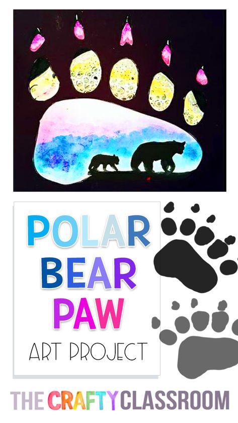 Arctic Art Projects For Kids, Polar Animal Art Preschool, Polar Bear Art Preschool, Polar Bear Project, Julia Nicole, Bear Art Project, Polar Bear Art For Kids, Polar Bear Paw Print, Toddler Polar Bear Art