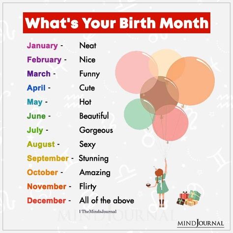 What’s Your Birth Month? January – Neat; February – Nice; March – Funny; April – Cute; May – Hot; June – Beautiful; July – Gorgeous; August – Sexy; September -Stunning; October – Amazing; November – Flirty; December – All of the above #zodiactraits #zodiacpersonality #astrology #horoscope July Horoscope Sign, July Birth Month Quotes, Birth Month Facts, Your Month Your Aesthetic, Month Personality, Your Birth Month Is Your, Birth Month Personality, According To Your Birth Month, Astrology Compatibility Chart