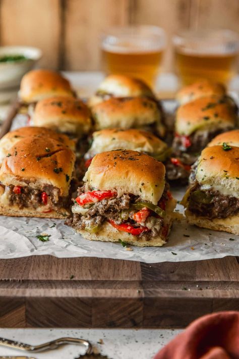 Philly Cheese Steak Bites, Philly Cheese Steak Sliders Recipe, Steak Hawaiian Roll Sliders, Philly Cheesecake Sliders, Steak And Cheese Sliders Hawaiian Rolls, Philly Sliders Hawaiian Rolls, Philly Cheese Steak Sliders Ground Beef, Cheese Steak Sliders Hawaiian Rolls, Philly Cheesesteak Seasoning