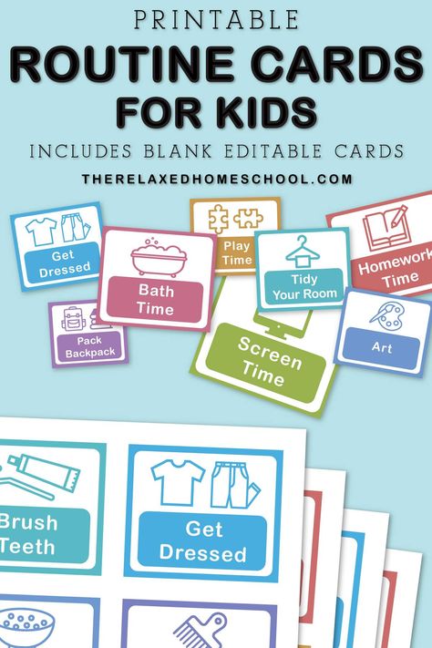 Printable Routine Cards Daily Routine Chart For Kids, Morning Routine Kids, Kids Routine, Kids Routine Chart, Toddler Routine, Relaxed Homeschooling, Daily Routine Chart, Routine Cards, Kids Schedule