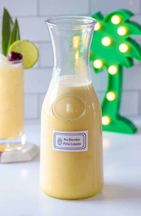 These pitcher pina coladas are an easy way to serve pina coladas to a crowd when entertaining. Made without a blender and served over ice, you can't go wrong! Pina Colada Recipe, Pina Coladas, Pineapple Juice, Pina Colada, Mixed Drinks, Coconut Milk, Simple Ingredient, All You Need Is, Rum