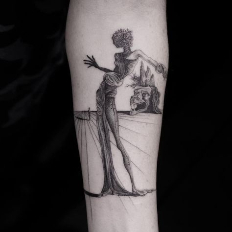 Salvador Dali Tattoo, Dali Tattoo, Fern Tattoo, Watch Tattoo, Dali Art, Watch Tattoos, Piercing Ideas, Black Ink Tattoos, Salvador Dali