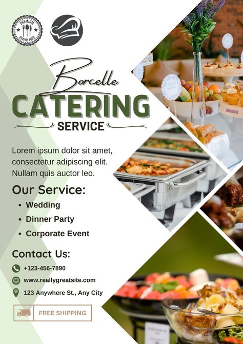 Catering Services Flyer, Poster Layout, Cafe Interior Design, Wedding Dinner, Catering Services, Food Quality, Cafe Interior, Design Element, Flyer Template