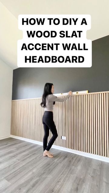 Accent Wall Headboard, Bed Back Wall, Wood Accent Wall Bedroom, Wood Slat Accent Wall, Slat Accent Wall, Wall Behind Bed, Wall Headboard, Creative Beds, Bedroom Ideas For Couples Modern