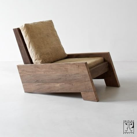 Chair by the brazilian designer Carlos Motta made of recycled massive wood - 5200 € Bookcase Plans, Adirondack Chair Plans, Popular Woodworking, Teds Woodworking, Furniture Inspiration, Diy Plans, Wooden Chair, A Chair, Wood Chair