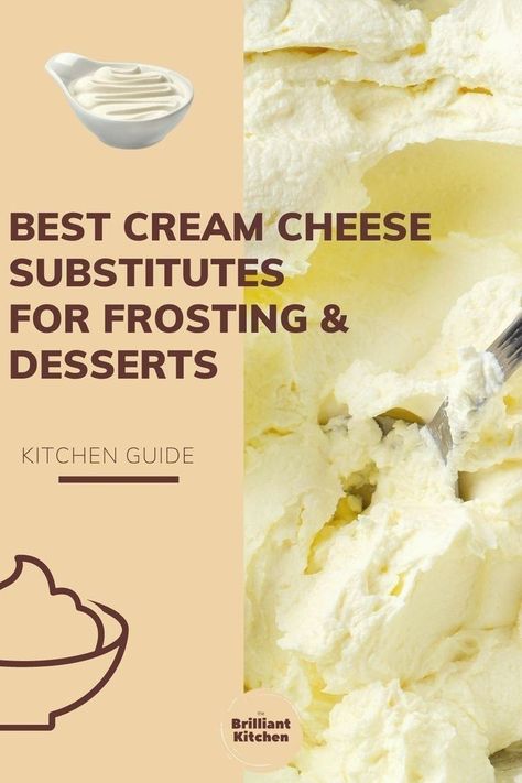 In this article, we'll show you how to replace cream cheese in your recipes. We will be sharing the best substitutes, so you can find an option that works with your diet or needs. If a substitute is not available, there are some other options such as substituting sour cream or using milk instead of heavy whipping cream. Check out the best cheese cream substitutes for frosting & desserts at www.thebrilliantkitchen.com | food substitutes