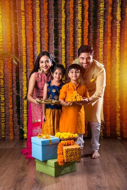 Diwali or rakshabandhan celebration - in... | Premium Photo #Freepik #photo #diwali-family #diwali-sweets #family-celebration #diwali-decoration Diwali Family Photoshoot Ideas, Diwali Family Photoshoot, Deepavali Photoshoot, Diwali Shoot Ideas, Family Celebrating Diwali, Diwali Photoshoot Ideas, Diwali Family, Diwali Pic, Festive Photoshoot