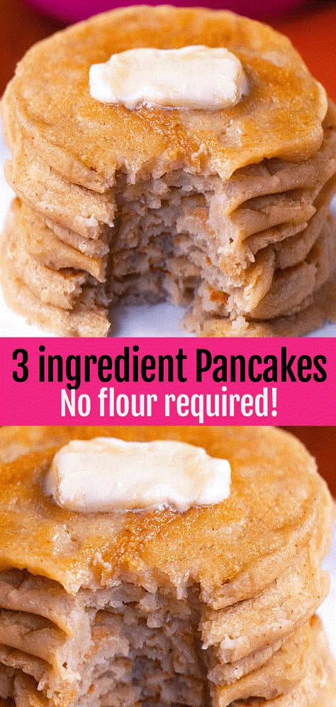 Flourless Pancakes with 3 ingredients Pancake Recipe No Flour, Flourless Waffles Recipes, Flourless Pancakes Healthy, Flour Free Pancakes, Oatmeal Pancakes Easy 3 Ingredients, 2 Ingredients Pancakes, Gaps Pancakes, Pancakes For Diabetics, Simple Pancakes 3 Ingredients