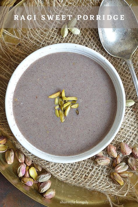 Ragi Porridge or sweet ragi porridge Ragi Porridge, Sweet Porridge, Porridge Recipes, Filling Snacks, Indian Sweet, Evening Snacks, Nutritious Snacks, Busy Day, Indian Food