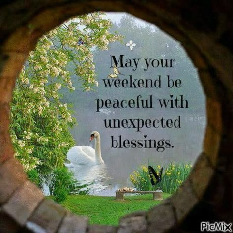 May Your Weekend Be Peaceful With Unexpected Blessings weekend weekend quotes weekend images weekend greetings Unexpected Blessings, Weekend Blessings, Weekend Wishes, Weekend Greetings, Be Peaceful, Weekend Images, Saturday Quotes, Happy Weekend Quotes, Weekday Quotes