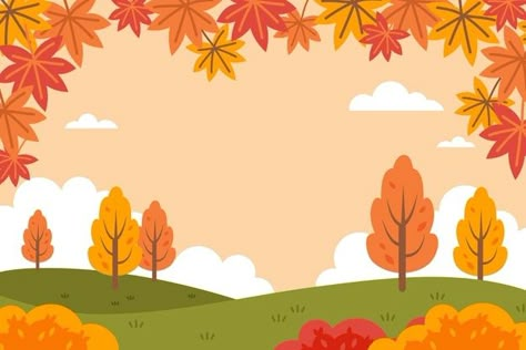 Autumn background Free Vector | Free Vector #Freepik #freevector #background #autumn #hand-drawn #leaf Tree Autumn, Autumn Cartoon, Autumn Tree, Autumn Background, Fall Presentation Background, Autumn Background Illustration, Autumn Border, Autumn Vector, Autumn Forest Illustration