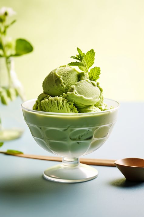 Delicious Matcha Green Tea Keto Ice Cream Recipe: Guilt-Free Indulgence #ketodiet #ketorecipes #lowcarb Matcha Green Tea Ice Cream, Keto Ice Cream Recipe, Ice Cream Matcha, Ice Cream Lab, Keto Friendly Ice Cream, Protein Ice Cream Recipes, Green Ice Cream, Matcha Mint, Mint Chip Ice Cream