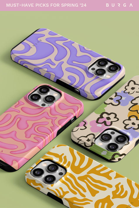 Breathe life into your phone this spring. Fabulous protection loved by celebrities & millions of other people. Choose from 200+ stunning designs. www.burga.com Phone Case Photography, Ig Graphics, Collares Aesthetic, Case Photography, Phone Case Diy Paint, Cases Design, Cute Headphones, Retro Phone Case, Branded Phone Cases