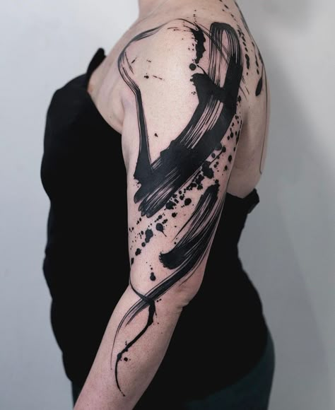 Body Wrap Tattoo, Brush Strokes Tattoo, Brushstroke Tattoo, Scratch Tattoo, Pixie Tattoo, Shoulder And Arm Tattoo, Brush Tattoo, Abstract Tattoo Designs, Inner Arm Tattoo