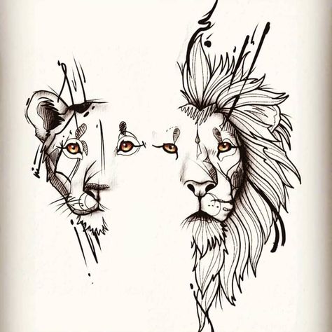 Partner Tattoos, Father Daughter Tattoos, Stunning Tattoos, Tattoo Lion, Father Tattoos, Nightmare Before Christmas Tattoo, French Tattoo, Lion Head Tattoos, Drawing Styles