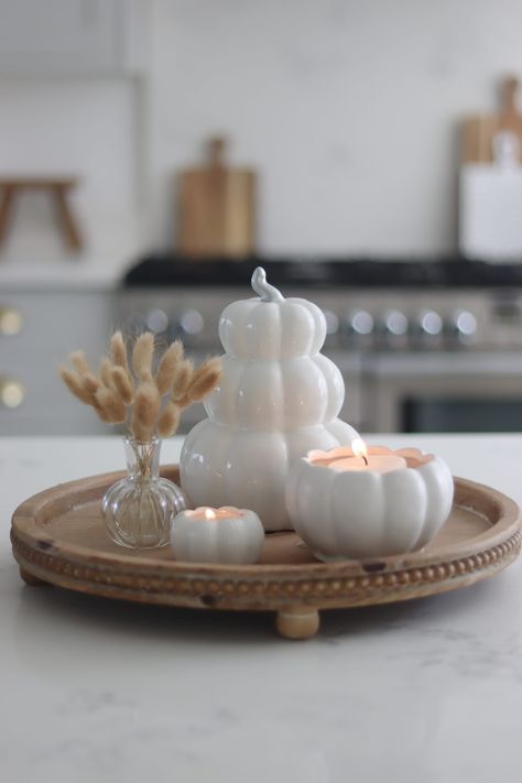 What We Like   	Stacked design  	Easy styling  	Create with a display  Elevate your autumn decor with our exquisite Stacked Pumpkins finished in a gloss white with silver stalk.  Perfect for creating a cosy and inviting atmosphere, these pumpkins will be a cherished addition to your autumn home decor collection. Place them on your kitchen island, dining table, or use them in with you're autumn table decorations.  All of our decorations are made from quality ceramics, timeless and unique! Perfect Home Decor Candles, White Autumn Decor, Entry Way Table Christmas Decor, Neutral Autumn Decor, Autumn Table Decorations, Autumn Home Decor Ideas, Autum Decorations, Fall Dining Room Table, Thanksgiving Table Settings Simple