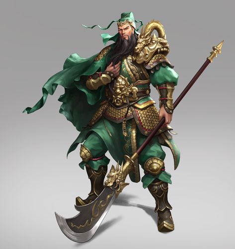 "Guan Yu (關羽)" by Han woo Guan Yu, Chinese Warrior, Dynasty Warriors, Japanese Tattoo Designs, Concept Art Character, Artwork Online, God Art, Character Modeling, Illustration Character Design