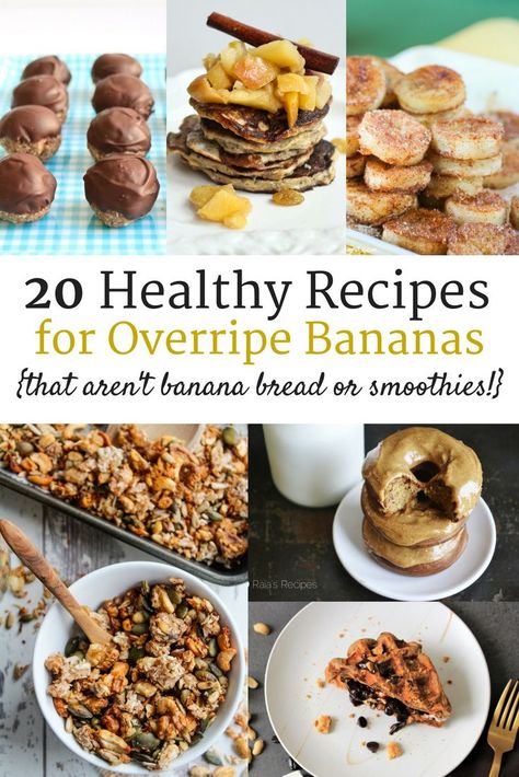 Have a bunch of bananas that are a little past their prime?  Check out these 20 healthy recipes for overripe bananas.  Many gluten free, dairy free, and clean eating options! | Healthy Snack Recipes | Overripe Banana Recipes | Ripe Banana Recipes | Healthy Banana Recipes Healthy Ripe Banana Recipes, Recipes For Overripe Bananas, Banana Recipes Healthy, Ripe Banana Recipes Healthy, Overripe Banana Recipes, Ripe Banana Recipes, Healthy Banana Recipes, Banana Recipes Easy, Banana Recipes Overripe