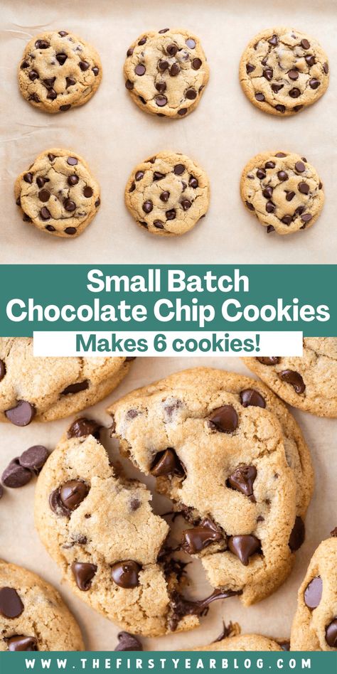 If you love your chocolate chip cookies soft, thick, and chewy, you’ll love this recipe for small batch chocolate chip cookies! Plus, since it only makes 6 cookies, it’s perfect for when you just want to make a few cookies to satisfy a craving. Small Batch Chocolate Chip Cookie Recipe, Chocolate Chip Cookies Soft, Small Batch Chocolate Chip Cookies, Small Batch Cookie Recipe, Batch Baking, Small Batch Cookies, Batch Recipes, Gf Baking, Cookies Soft