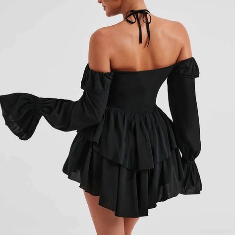 Our Koven ruffled romper will be available in sizes S-L!! Our site launches July 24th! Please share and tag us. We will be having a giveaway soon. Black Playsuit, Ruffle Long Sleeve, Ruffle Mini Dress, Romper Dress, Sleeved Romper, Long Sleeve Romper, Mini Dress With Sleeves, Tiered Dress, Flowing Maxi Dress