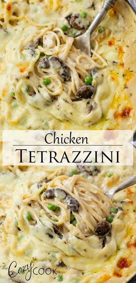 Chicken Tetrazzini Bake, Classic Chicken Tetrazzini, Chicken Tetrazzini For Two, Diced Chicken Dinner Recipes, Comfort Food Recipes Chicken, Easy Dinner With Cream Cheese, Chicken Tetrazzini Egg Noodles, Easy Chicken Tettrazini, Chicken Tetrazzini With Velveeta