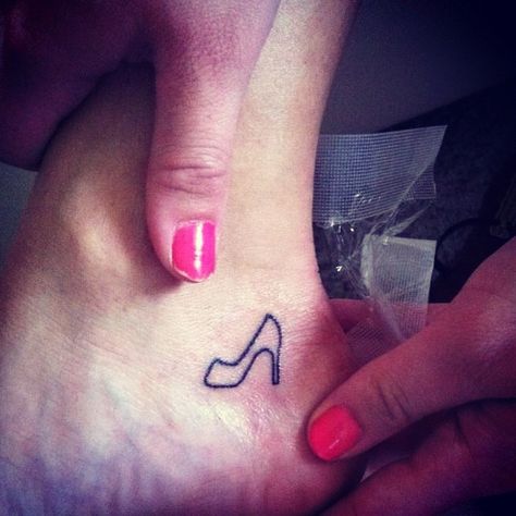 Cute, little shoe tattoo Barbie Shoe Tattoo, Heel Tattoo, High Heel Tattoos, Shoe Tattoo, Heel Tattoos, Wrist Bracelet Tattoo, Believe Tattoos, Shoe Tattoos, Fashion Tattoos