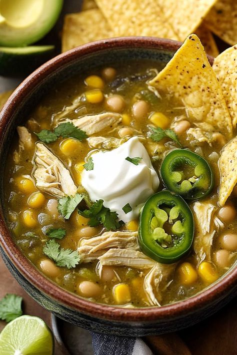 Green Chicken Chili Recipe You Need to Try Today Chicken Verde Chili Crock Pot, Green Pepper Chili, Green Chicken Chilli Chili Recipes, Green Chili Chicken Stew Crock Pot, Green Chili Chicken Stew, Chicken Green Chili, Green Chili Chicken Soup, Green Chicken Chili, Healthy Chili Recipe