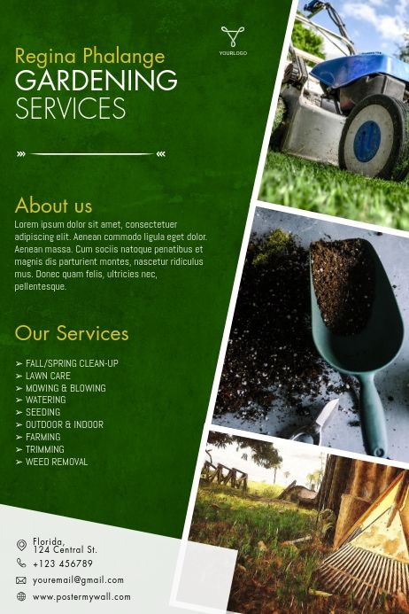 Lawn Service Flyer, Lawn Care Social Media Posts, Gardening Poster Design, Landscape Flyer Design, Garden Poster Design, Gardening Flyer, Lawn Care Flyers, Gardening Business, Flyers Ideas